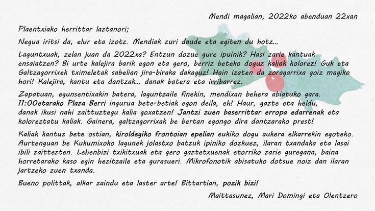 Olentzero eta Mari Domingiren gutuna