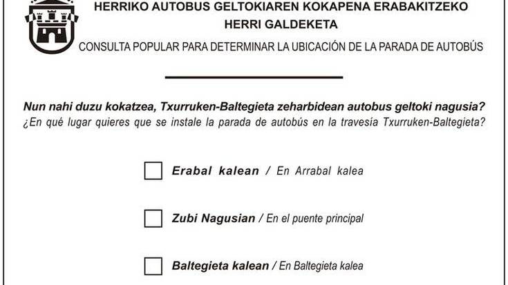 Autobus parada eta galdeketa