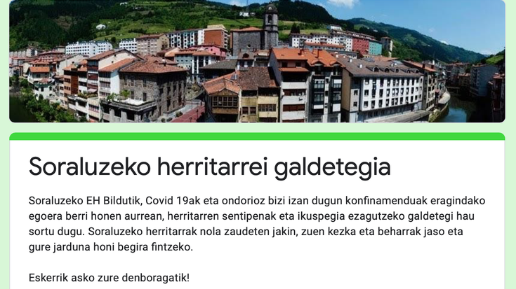Herritarren iritzia jasotzeko galdetegia