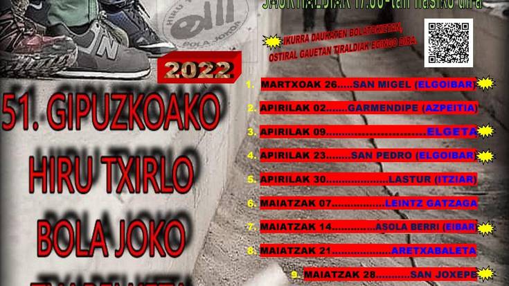 Gipuzkoako 51. hiru txirlo bola joko txapelketa martxan