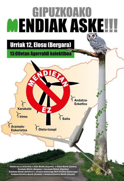 Mendietan zentral eolikoak ipintzearen kontrako agerraldi kolektiboa Elosun