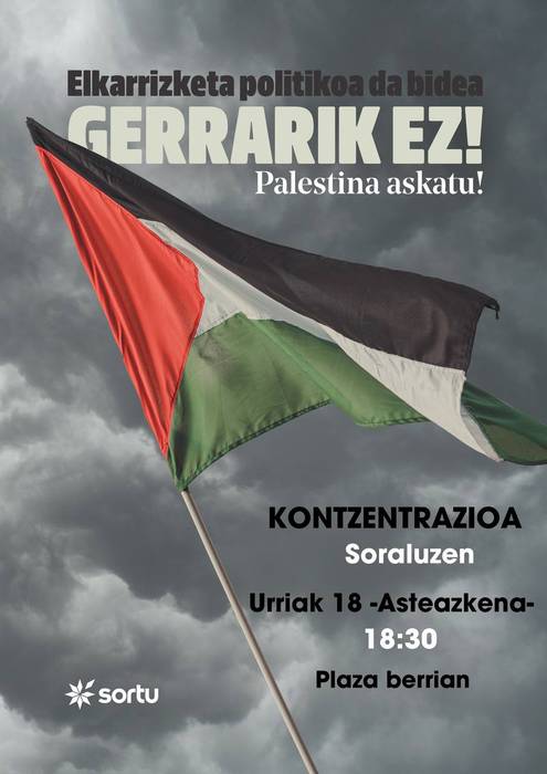 Elkarretaratzea: 'Gerrarik ez, Palestina askatu!'